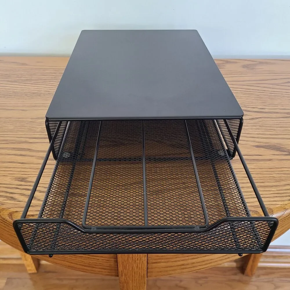 Large Capacity Wrought Iron Black Universal Coffee Pod Holder Organizer Drawer